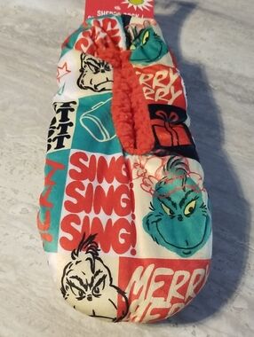 Grinch Holiday Slipper Socks Mens L/XL